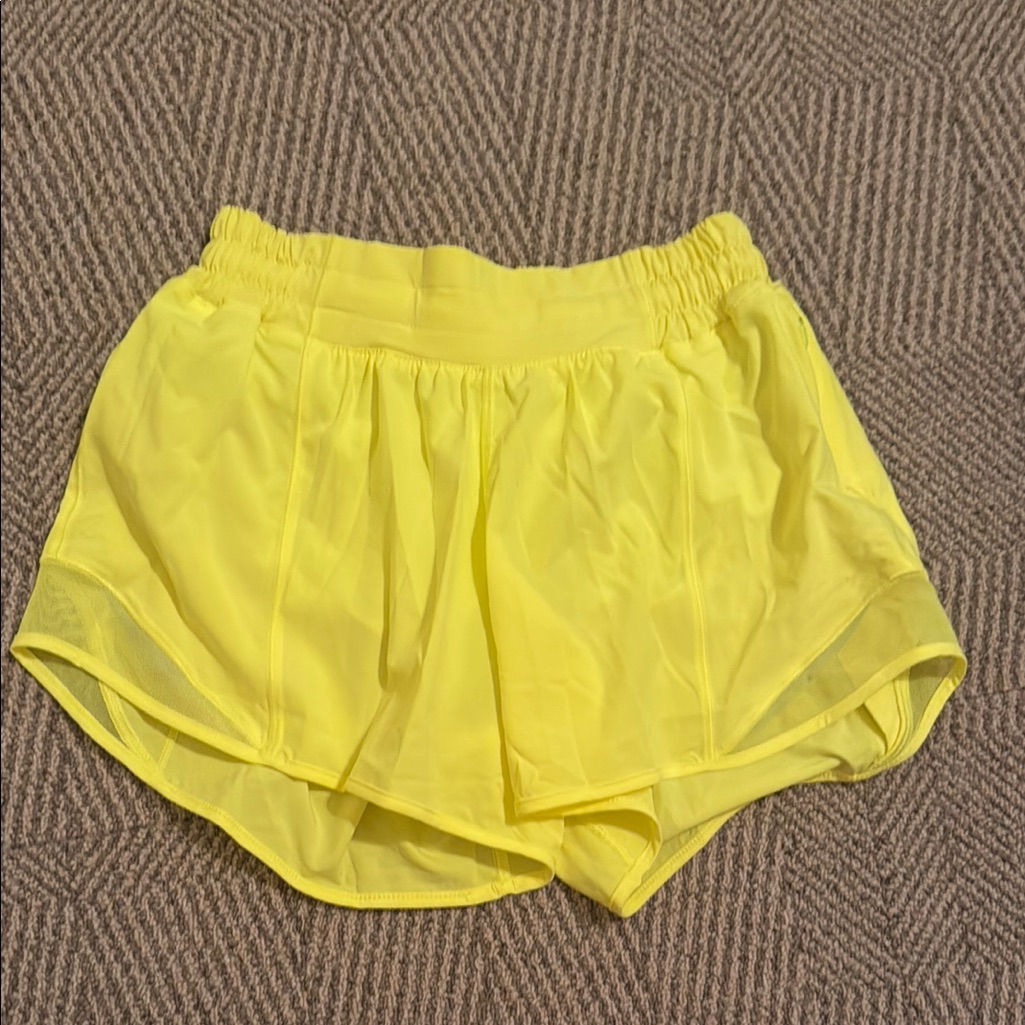 Lululemon Neon Yellow Hotty Hot, Low Rise Shorts, 4 Inch